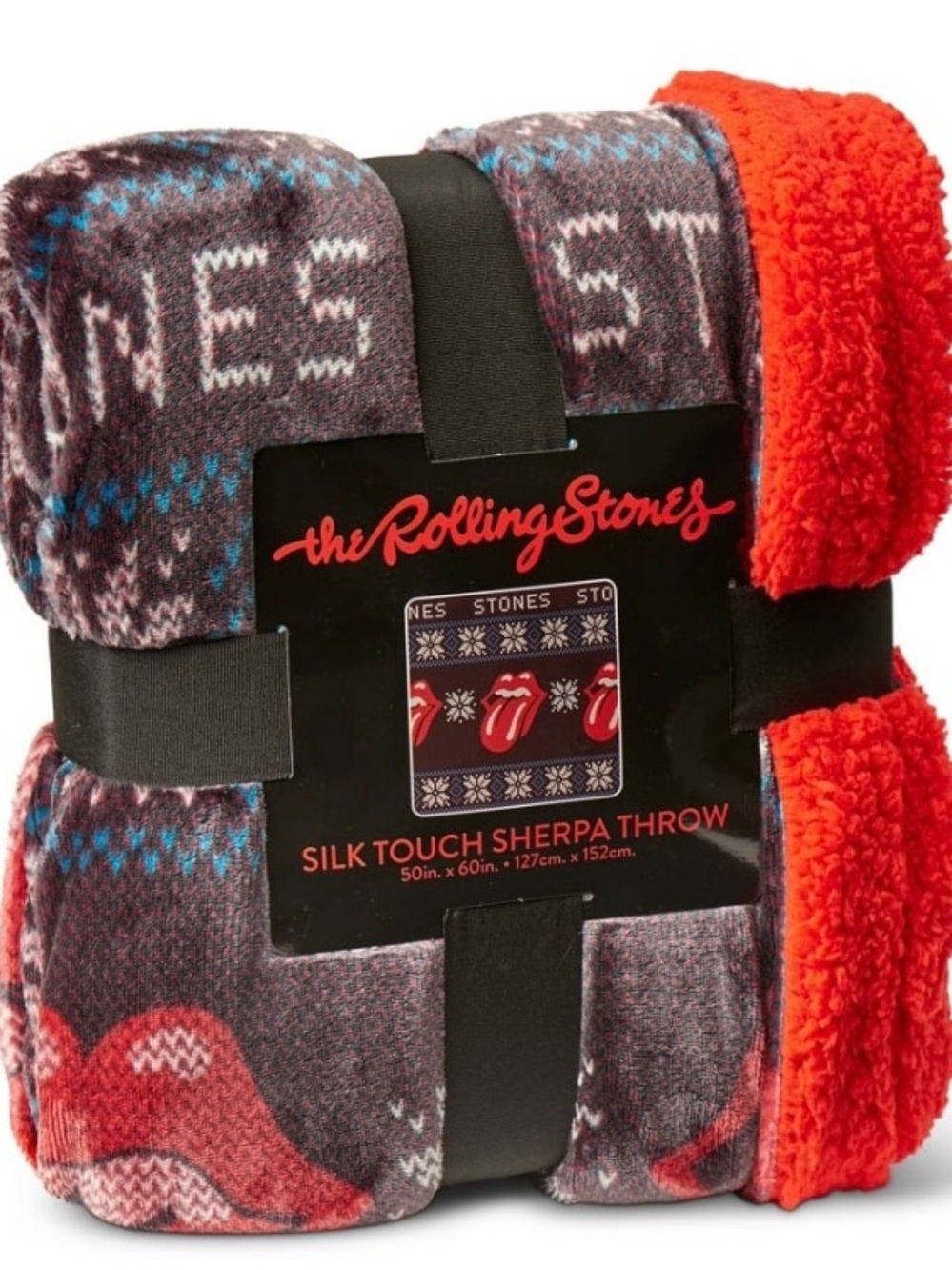 The  Rolling Stones Black & Red Iconic Tongue  Throw